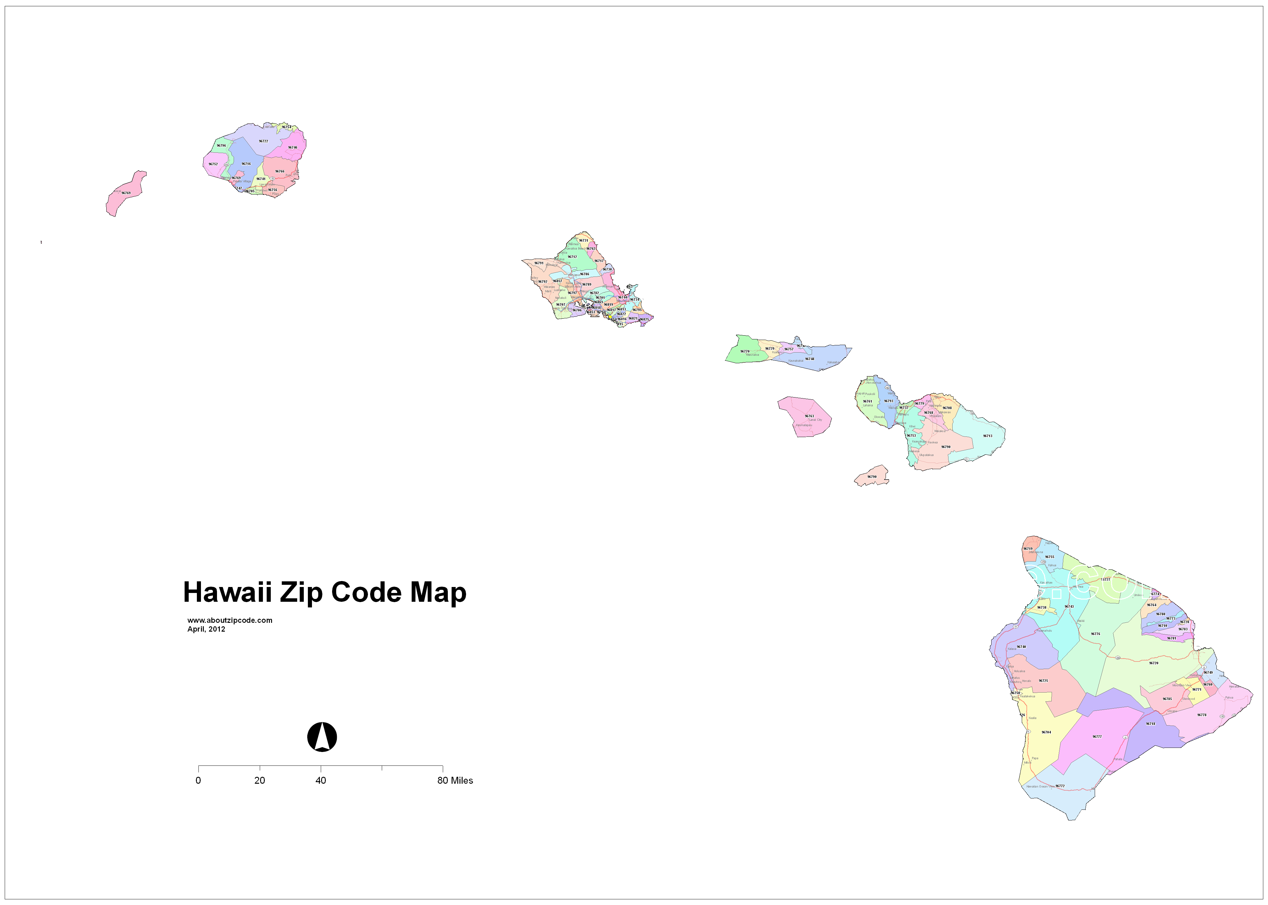 Hawaii Zip Code Maps - Free Hawaii Zip Code Maps